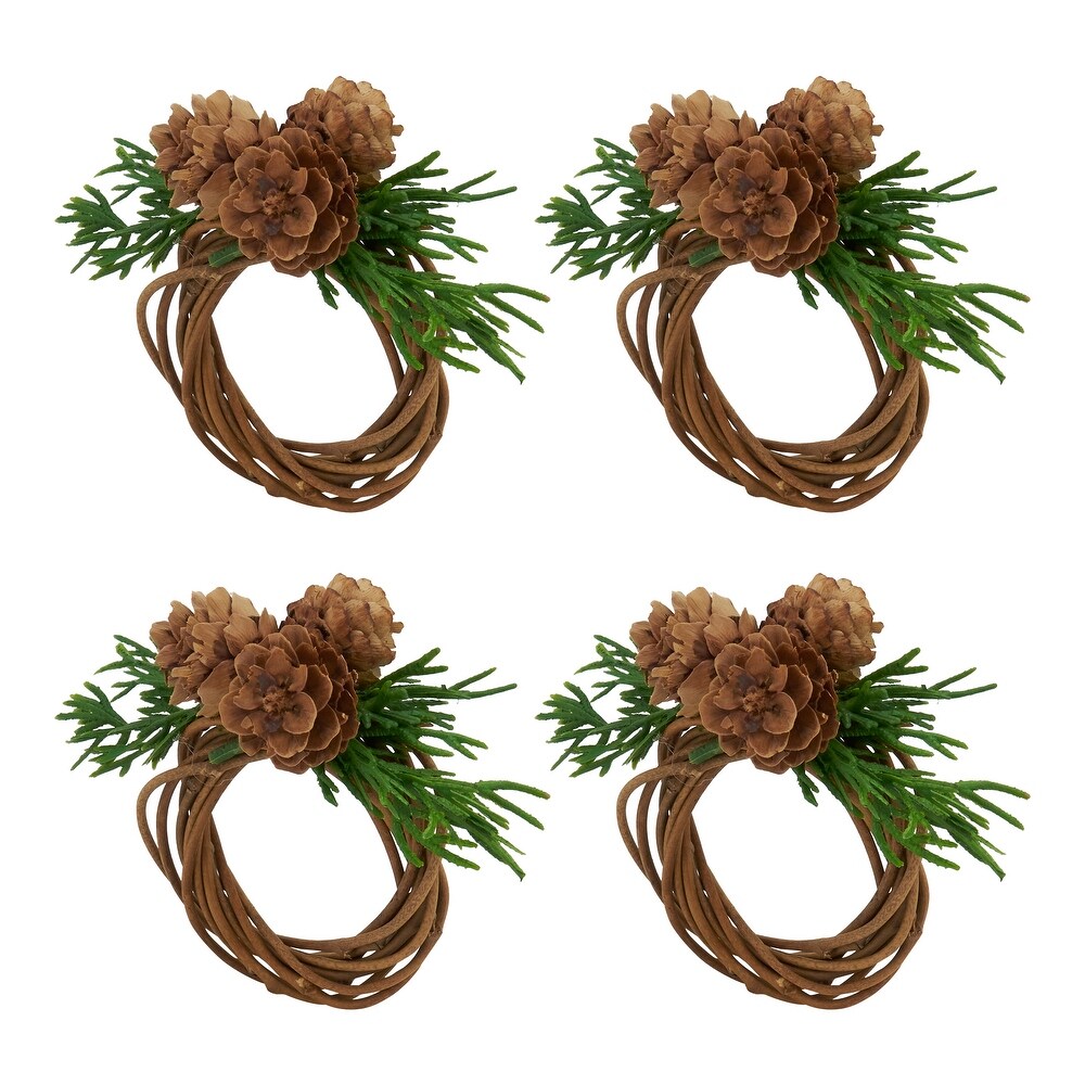 Woodland Wonder Pine Cone Napkin Ring (Set of 4)   Brown