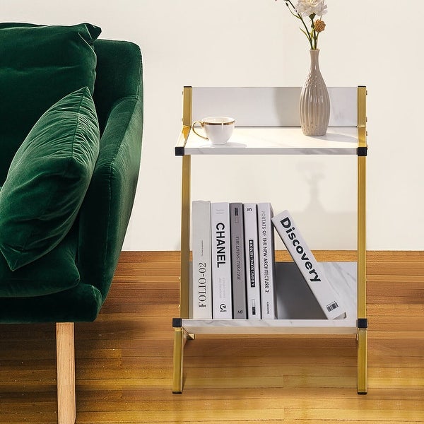 MCombo Small End Table with Storage Open Shelf， 2-Tier Modern Simplistic Side Table for Living Room