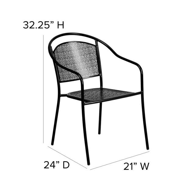 Flash Furniture Commercial Grade Indoor outdoor Steel Patio Arm Chair With Round Back