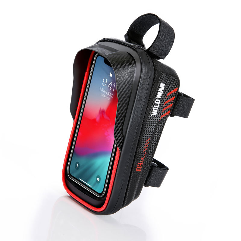 WILD MAN Customized Hard shell Bicycle Bag  E12 Waterproof Handlebar Mobile Phone Screen Touch Bike Bag Bicycle