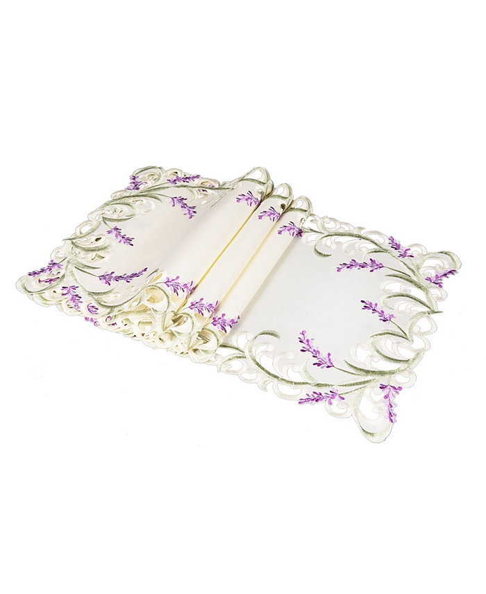 Xia Home Fashions Lavender Lace Embroidered Cutwork Placemats 13 x 19 Set of 4