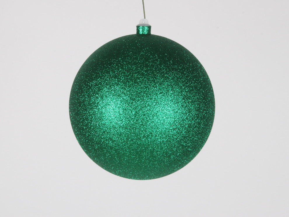 200Mm 8 quotGreen Glitter Ball Ornament With Wire   Contemporary   Christmas Ornaments   by Queens of Christmas  Houzz