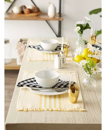 Design Imports Design Import Stripes with Fringe Placemat Set of 6