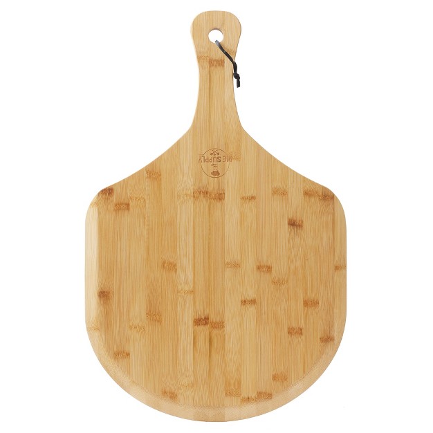 Pie Supply Bamboo Pizza Peel For Baking And Serving Wood Paddle Cutting Board With Handle And Hanging Strap