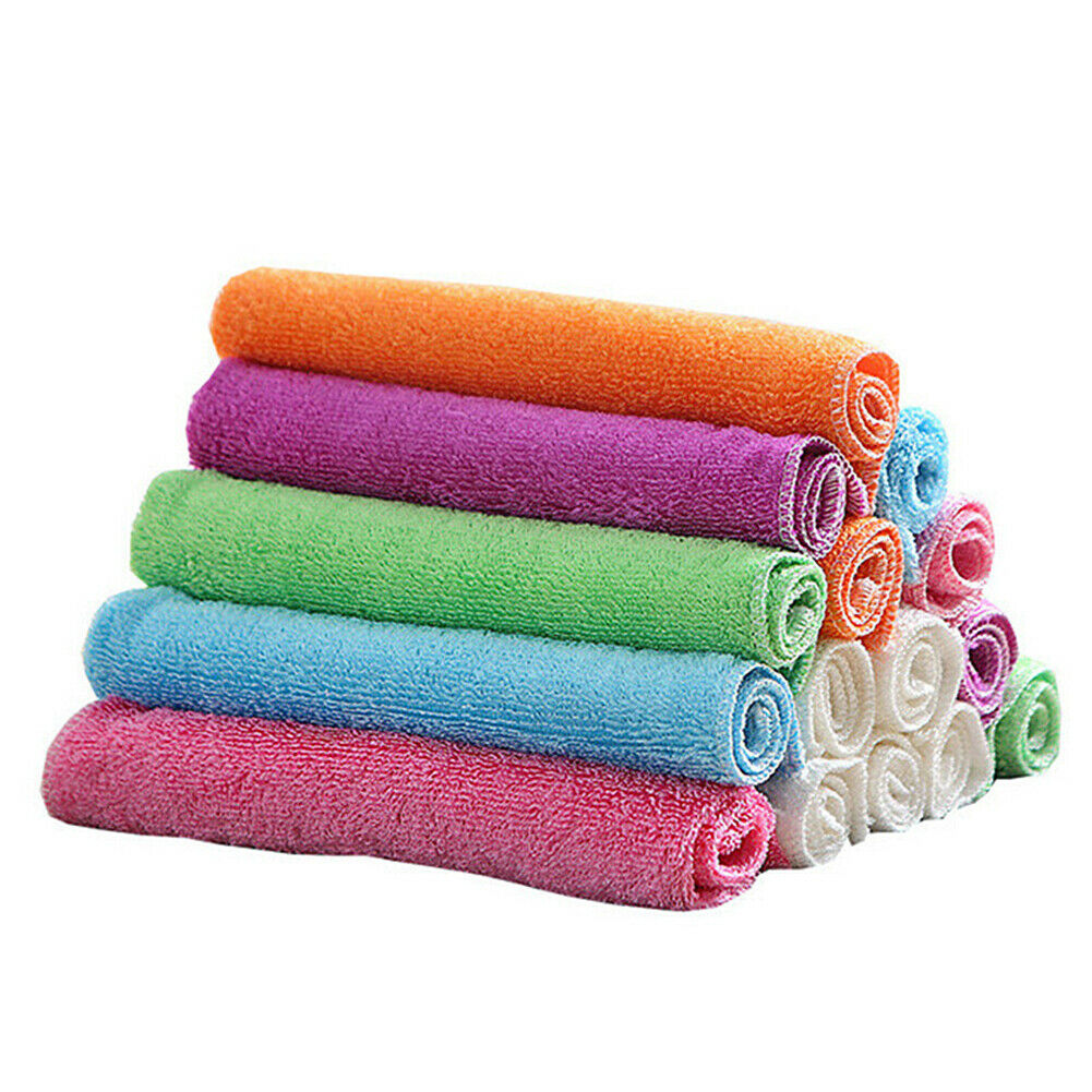 12-24 Pack Dish Cloth Bamboo Fiber Washing Towel Kitchen Cleaning Wiping Rags