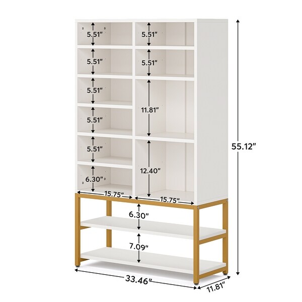 Shoe Cabinet Freestanding Shoe Rack Organizer with Storage Shelf， for Entryway， Bedroom， White and Gold - - 36983323