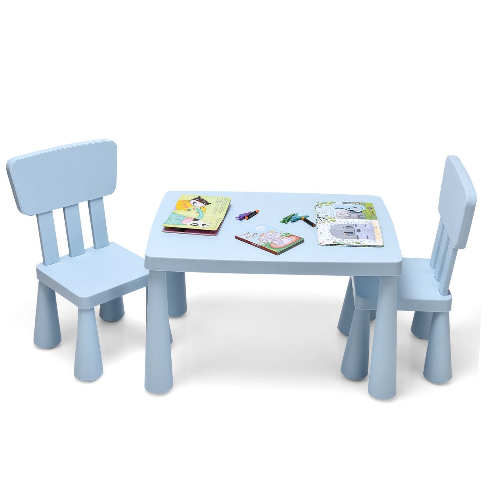 Costzon Kids Table and Chair Set, 3-Piece Set Toddler Furniture for Reading, Drawing