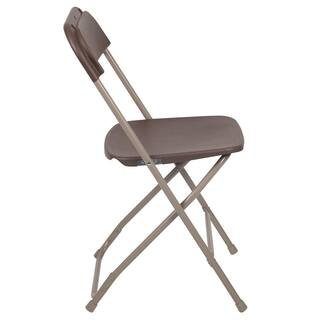 Carnegy Avenue Brown Plastic Seat with Metal Frame Folding Chair (Set of 2) CGA-LE-274399-BR-HD