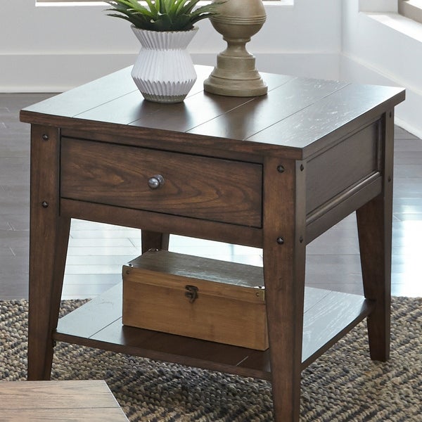 Lake House Rustic Brown Oak 3 Piece Set (1-Cocktail 2-End Tables)