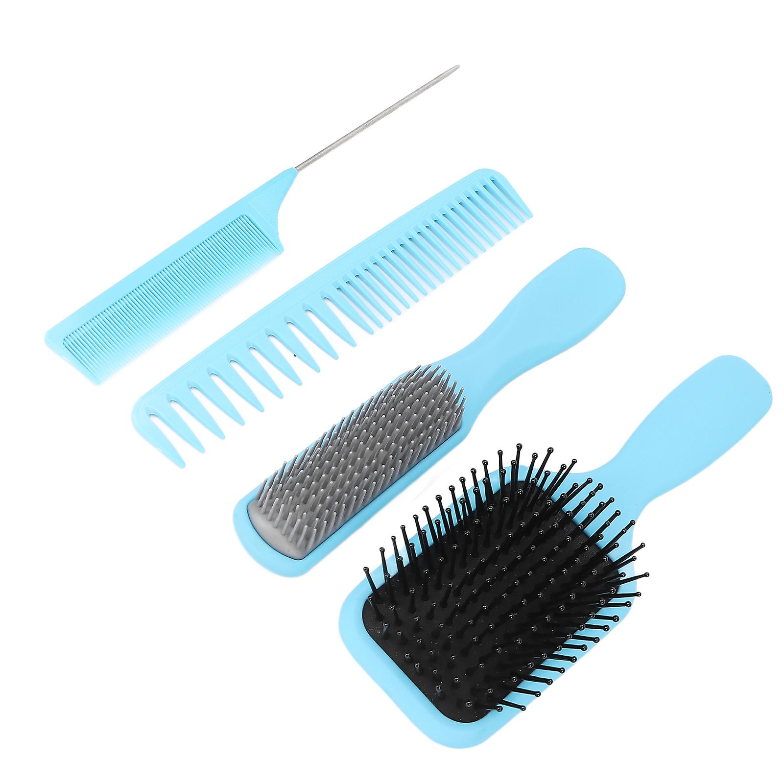 4pcs Hair Comb Set Blue Paddle Detangling Tail Brush For Long Thick Thin Curly Natural Hairblue 4pcs