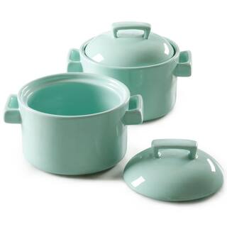 MARTHA STEWART 2-Piece 6 Inch Mint Casserole and Lid Bakeware Set 985118734M