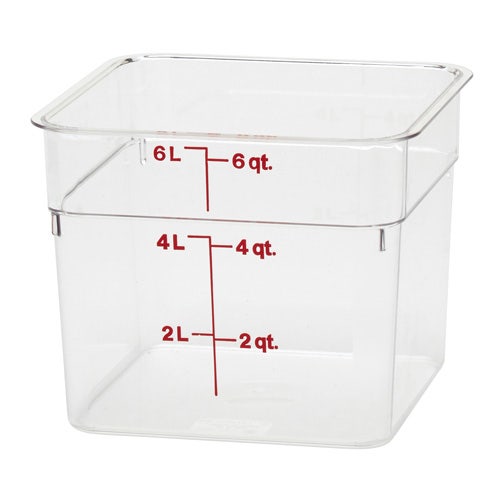 Cambro 6SFS CamSquares Food Container， 6 Quarts， Clear Camwear