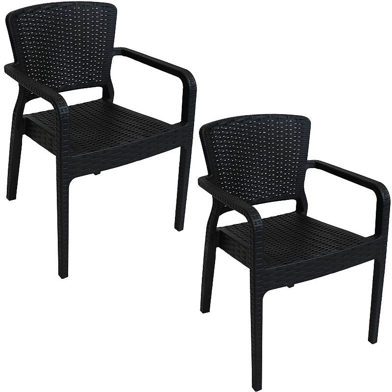 Sunnydaze Set Of 2 Segonia Plastic Stackable Patio Armchairs