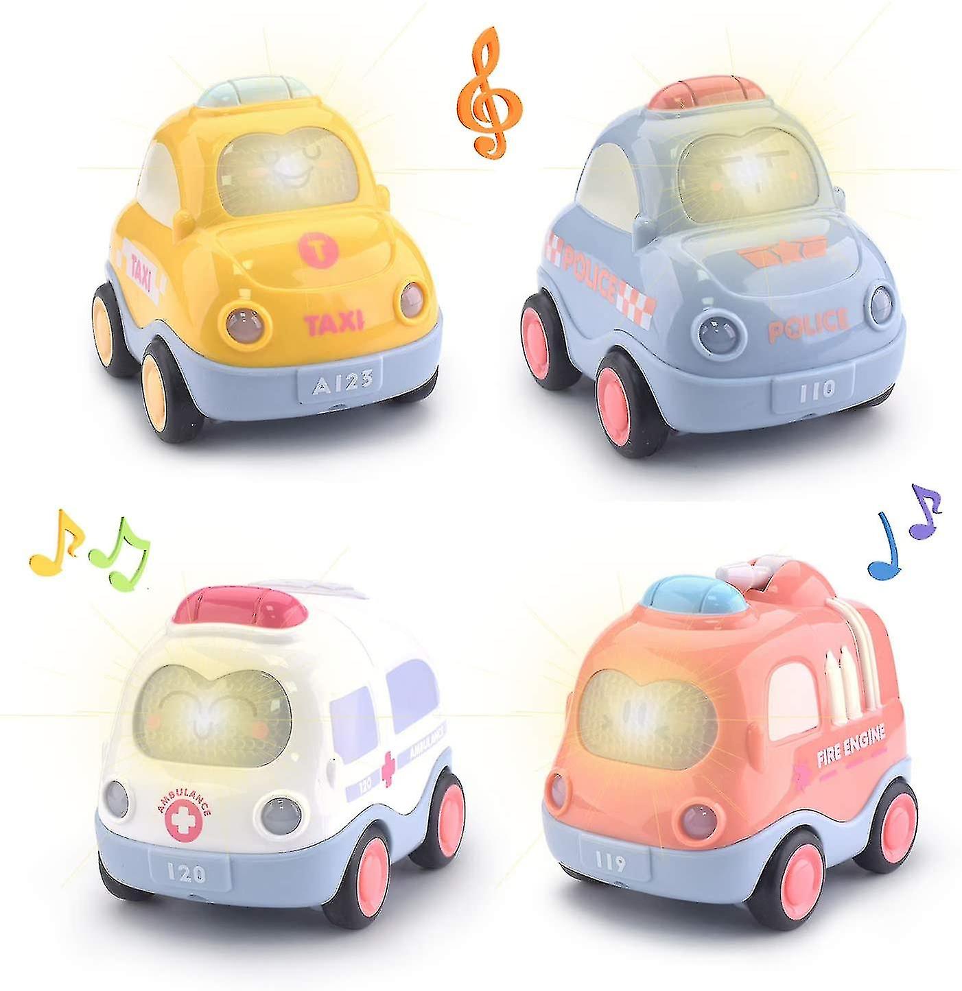 Set Of 4 Pack Kids Early Educational Vehicles (macaron Color)