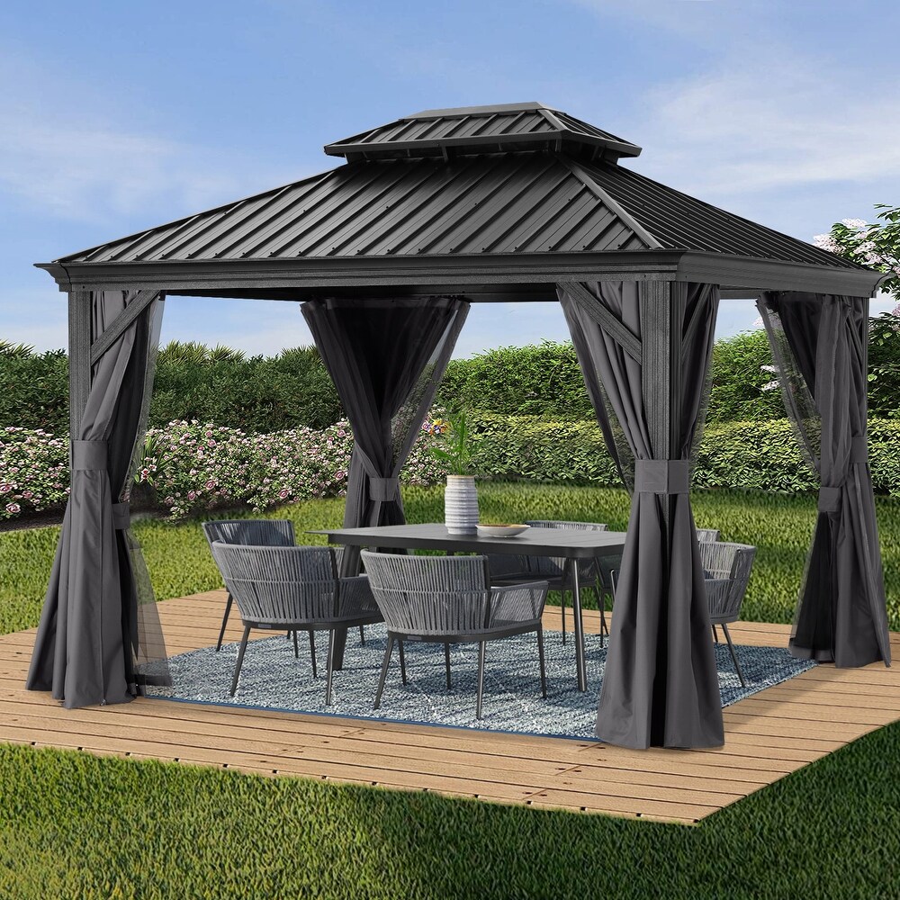 ABCCANOPY Outdoor Hardtop Gazebo with Galvanized Steel Double Roof