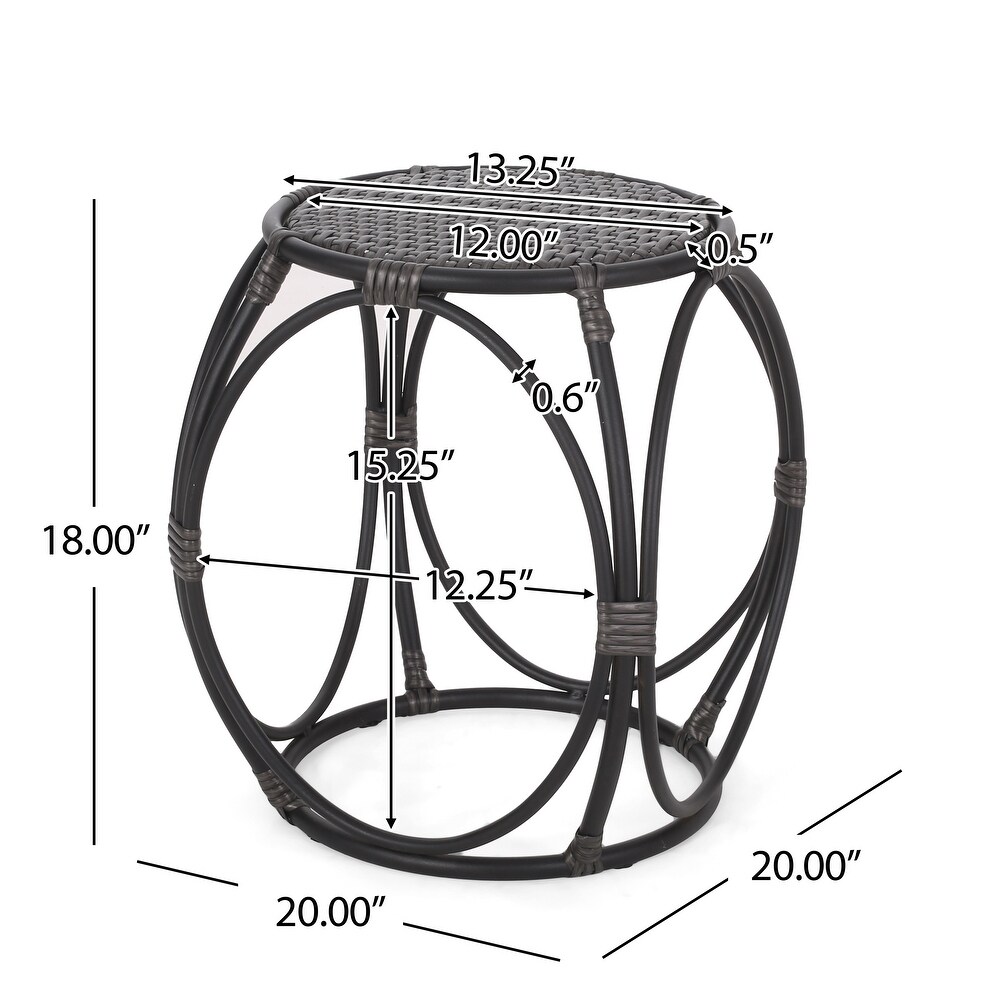 Juan Outdoor Wicker and Iron Side Table by Christopher Knight Home