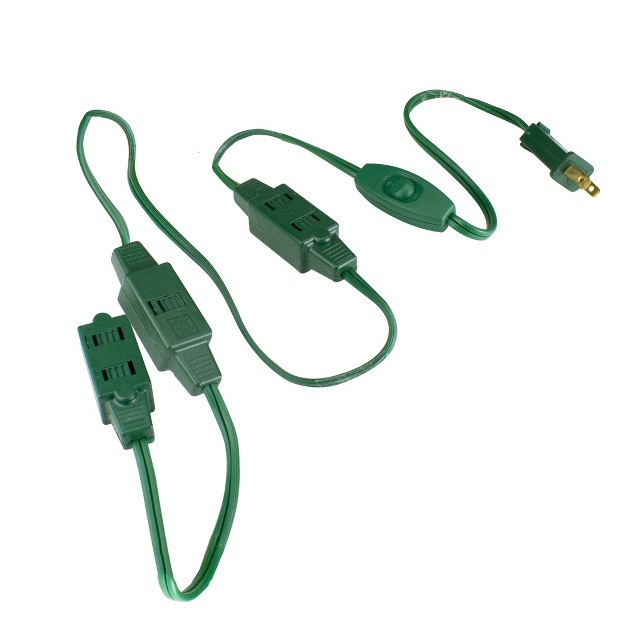 Northlight 9 x27 Green Indoor Extension Power Cord With 9 outlets And Safety Locks