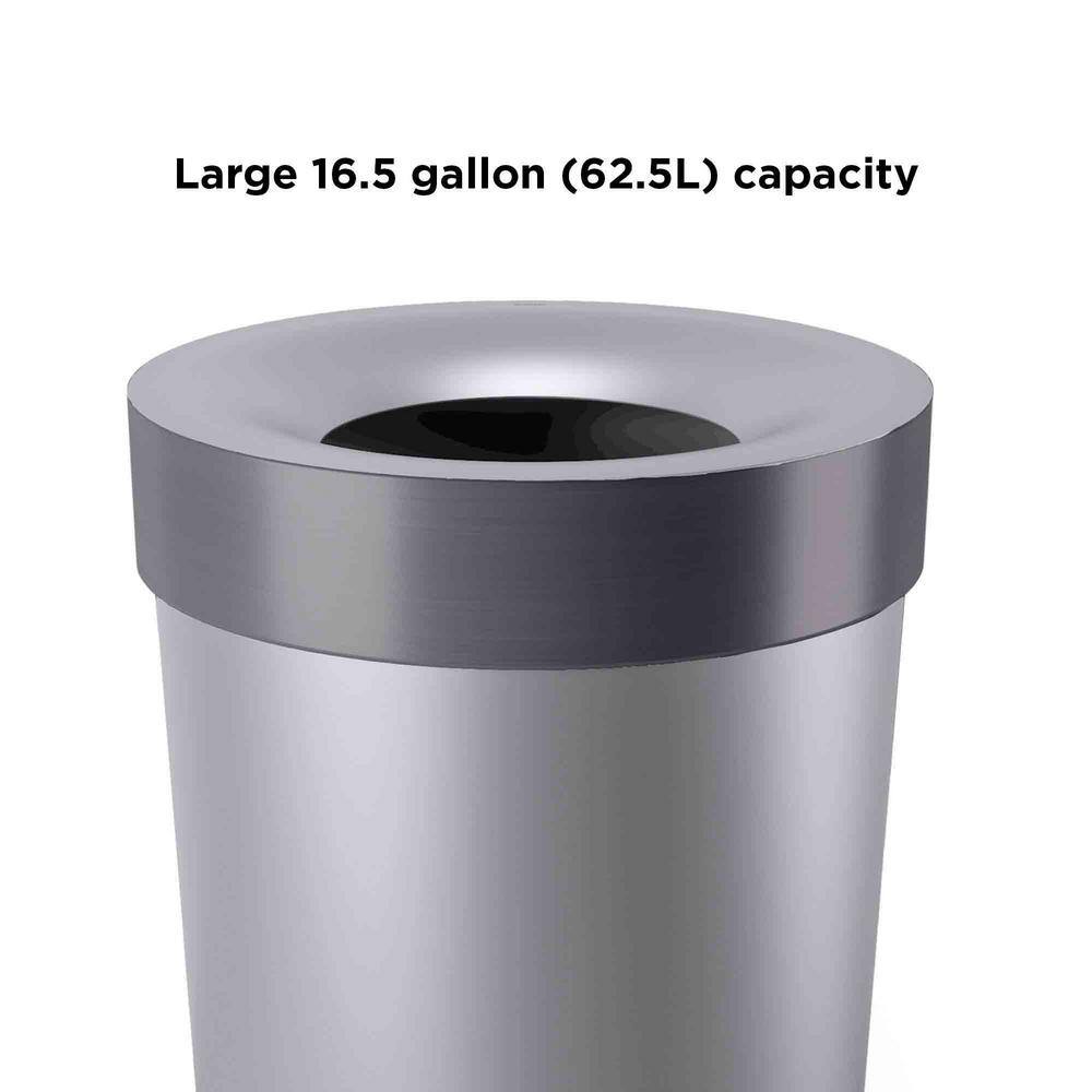 16.5 Gal. Open Top Gray Kitchen Trash Large Garbage Can for Indoor Or Outdoor Use TG-B55H-5