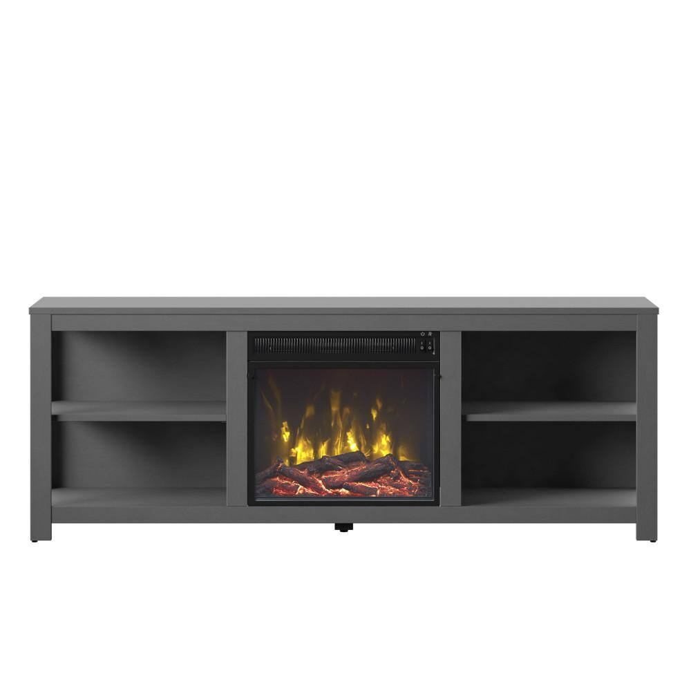 Twin Star Home 65 in. Freestanding Wooden Electric Fireplace TV Stand in Antique Gray 18MM6794-PG22S