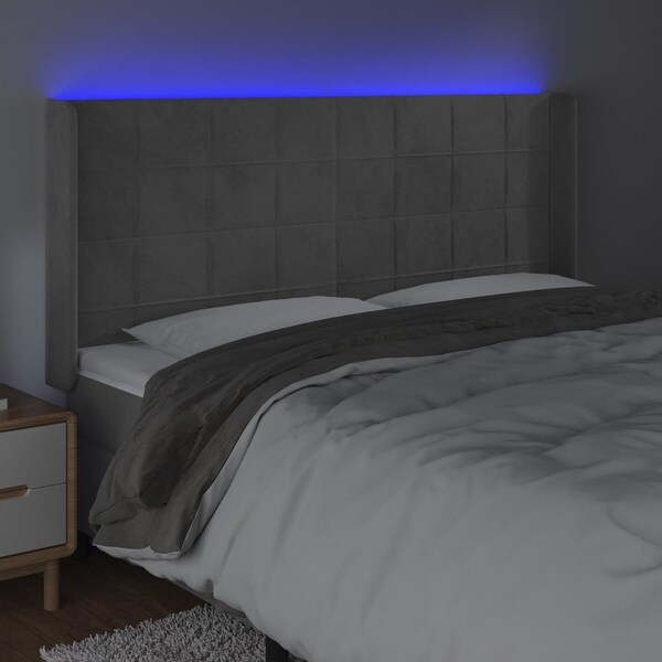 vidaXL LED Headboard Light/Dark Gray Velvet - - 37455492