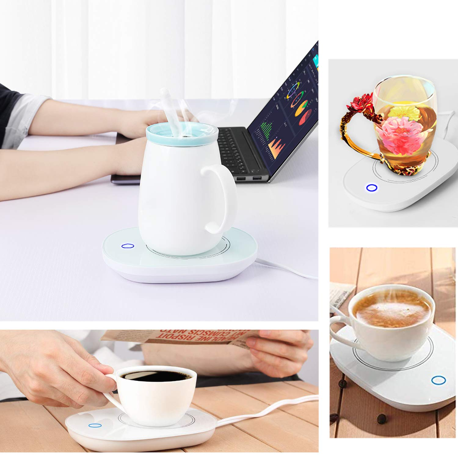 Coffee Mug Warmer for Desk with Auto Shut Off，Coffee Cup Warmer for Desk Office Home，Electric Beverage Warmer Plate for Coffee Tea Milk Cocoa