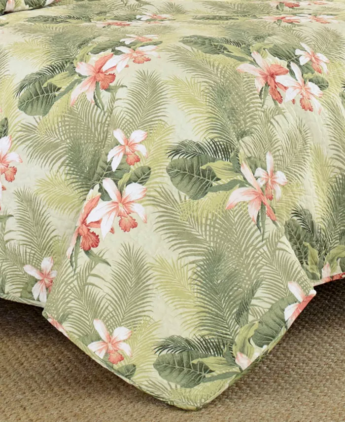 Tommy Bahama Home Tommy Bahama Tropical Orchid Palm Green Reversible 2-Piece Twin Quilt Set