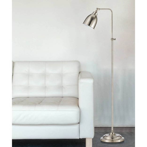 X 62 quot Adjustable Height With Metal Floor Lamp Brushed Steel Cal Lighting