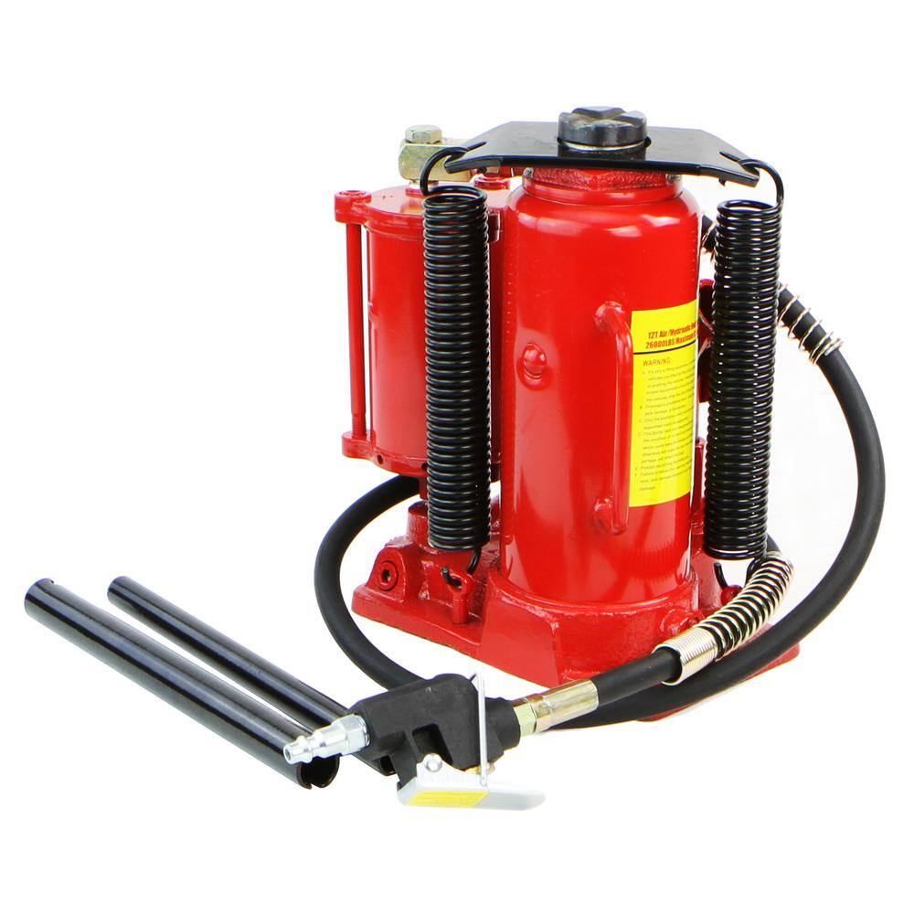 XtremepowerUS 12-Ton Air Hydraulic Bottle Jack Manual Lifts Hoist 50502-H