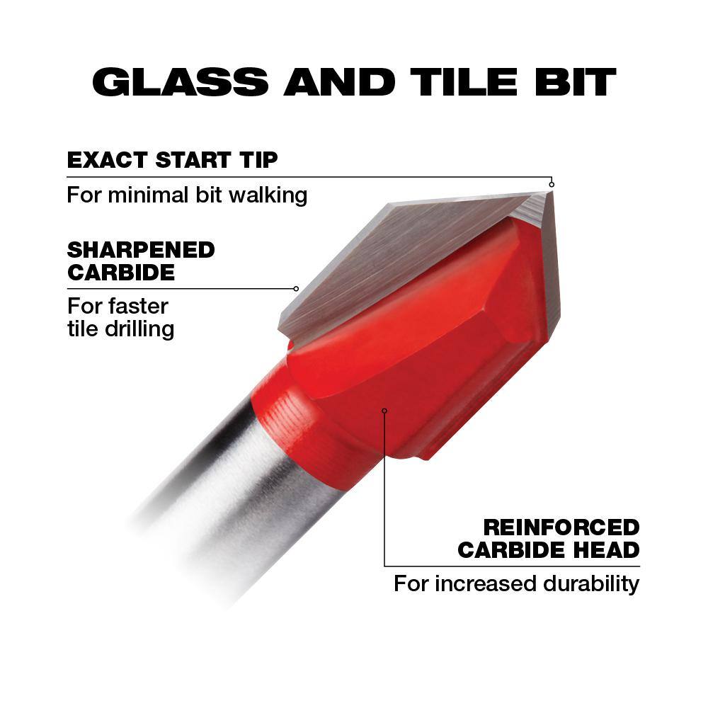 MW Carbide Glass and Tile Bit Set  Multi-Material Drill Bits Set (9-Pack) 48-20-8988-48-20-8898