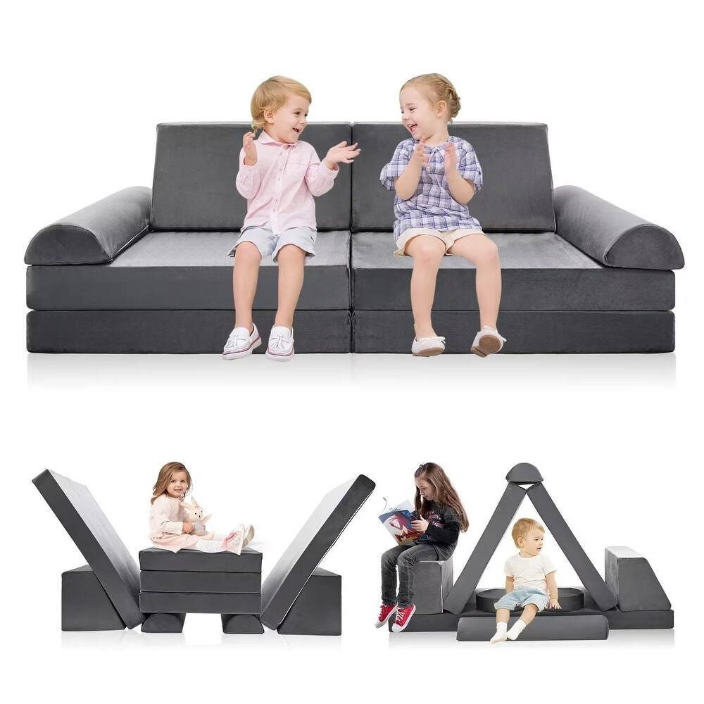 DoCred Kids Couch Play Set Modular Convertible Sofa 10 Piece   Small