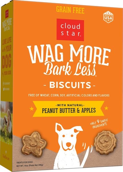 Cloud Star Wag More Bark Less Grain-Free Oven Baked with Peanut Butter and Apples Dog Treats