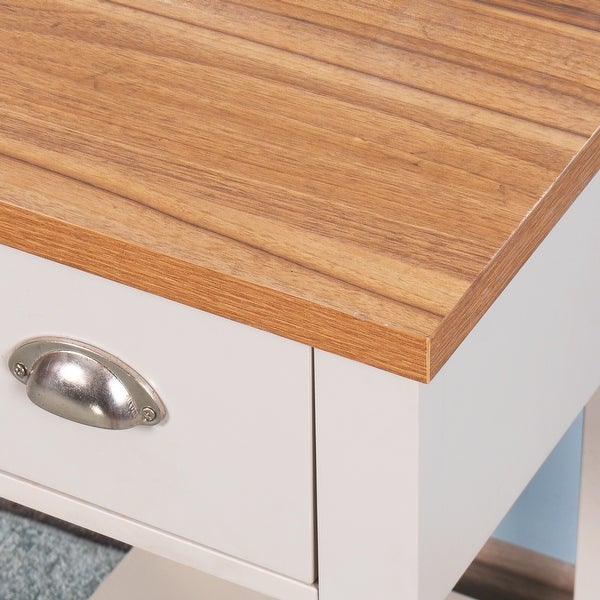 Wooden Side Table with 1 Drawer and 1 Open Shelf