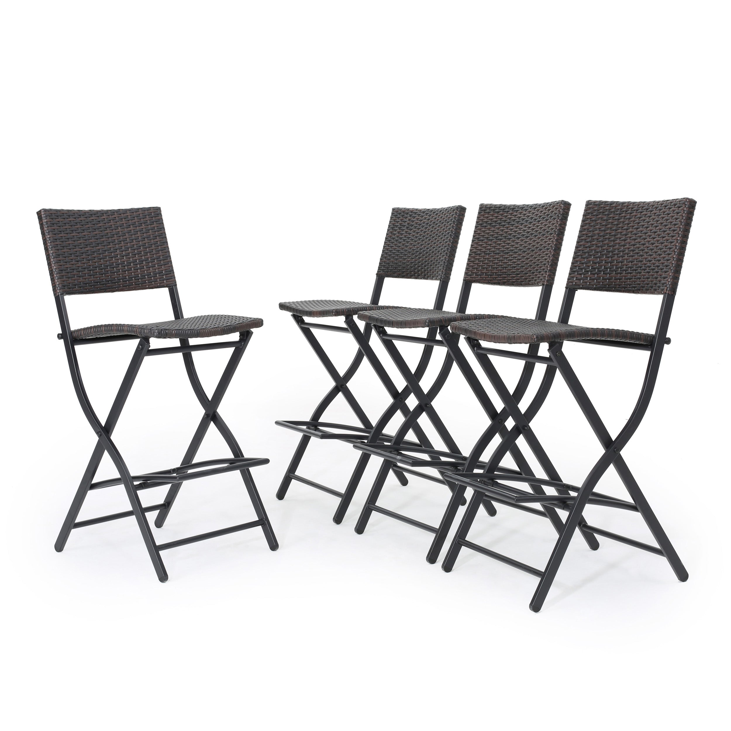 Marinelli Outdoor Multibrown Wicker 28-Inch Barstools (Set of 4)