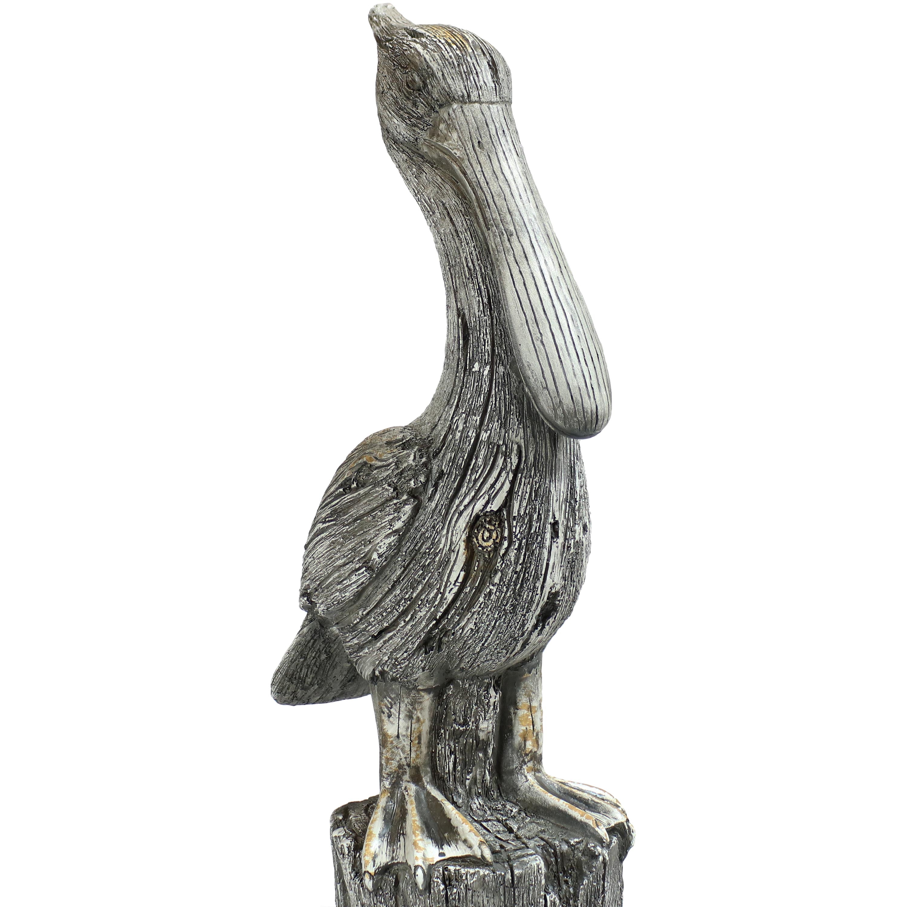 Sunnydaze Outdoor Polystone Nautical Pelican's Perch Garden Patio Lawn Landscape Statue - 22" - Gray