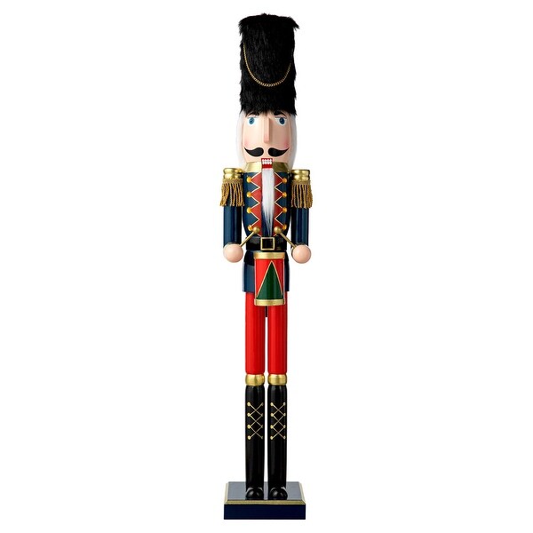 Glitzhome 36inch Wooden Christmas King/Drummer Nutcracker