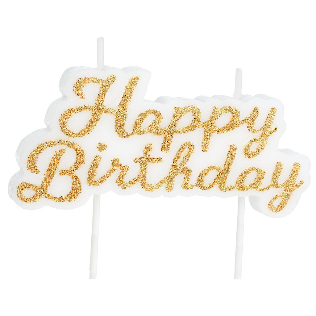 Hallmark  Gold Script Happy Birthday Candle