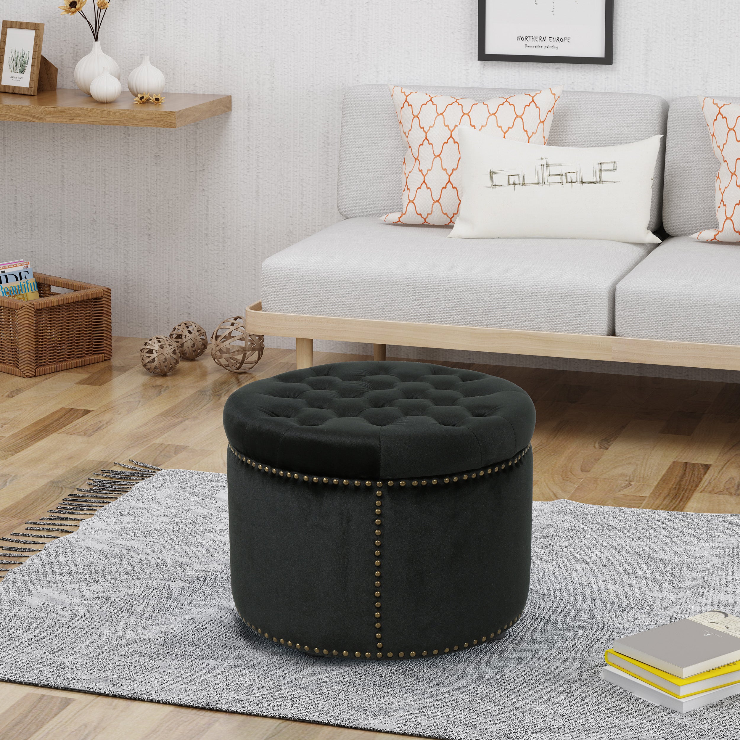 Daralis Glam Velvet Tufted Ottoman