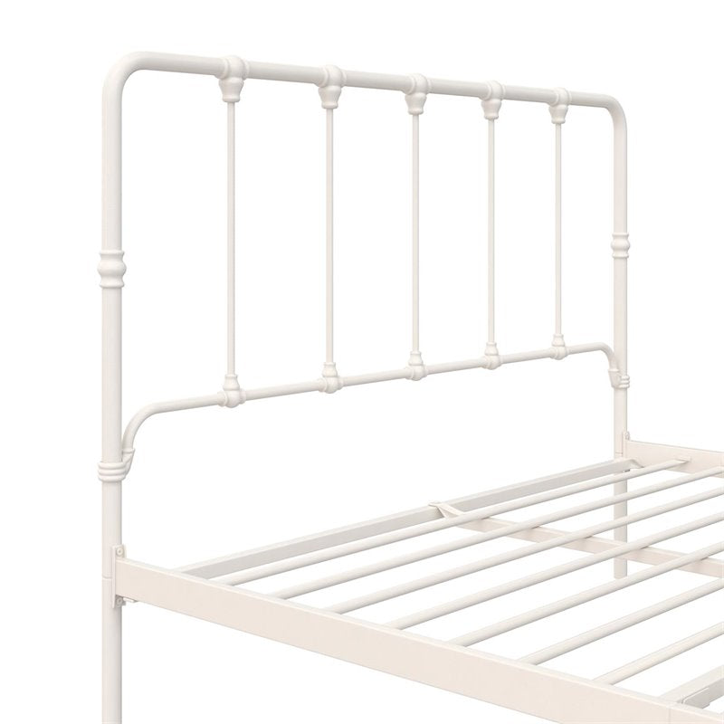 LikeHome Lida Farmhouse Metal Bed with Under Bed Storage in Full Frame, White