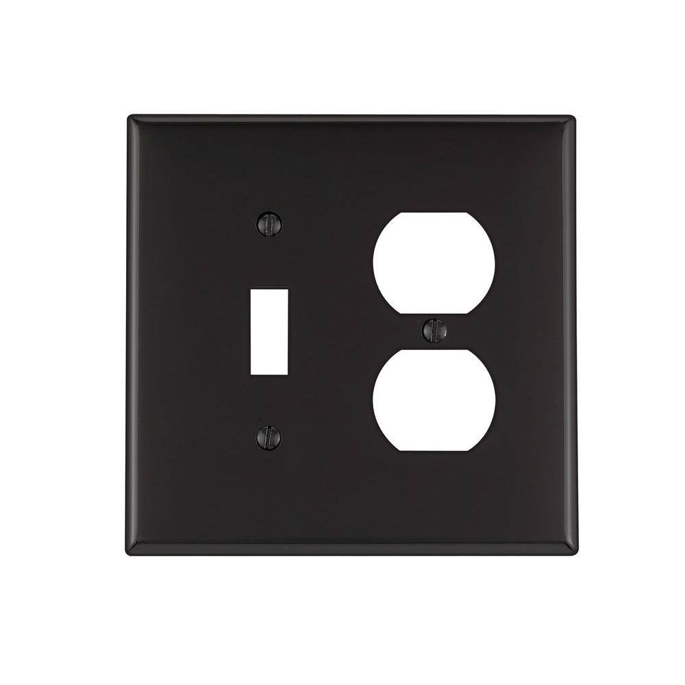 Leviton Black 2-Gang 1-Toggle1-Duplex Wall Plate (1-Pack) R55-0PJ18-00E