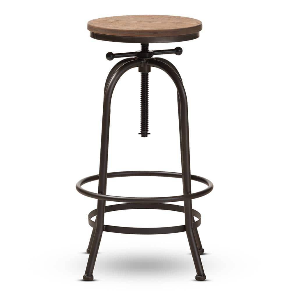 Baxton Studio Aline 28 in. Oak Brown and Rust Bar Stool 150-9121-HD