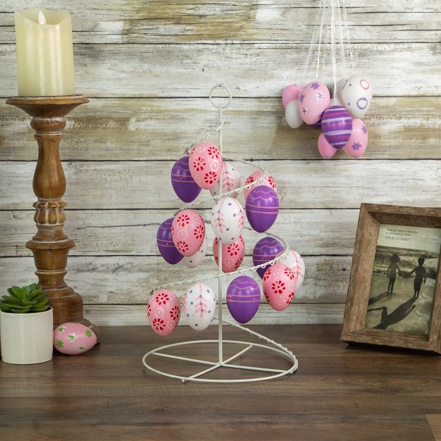 Floral Cut out Spring Easter Egg Tree Decoration White pink