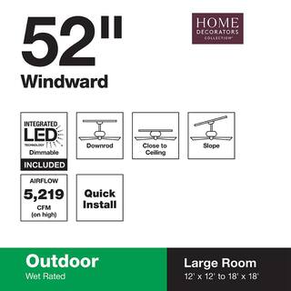 Home Decorators Collection Windward 52 in. Integrated LED IndoorOutdoor Matte White Ceiling Fan with Light Kit 51662