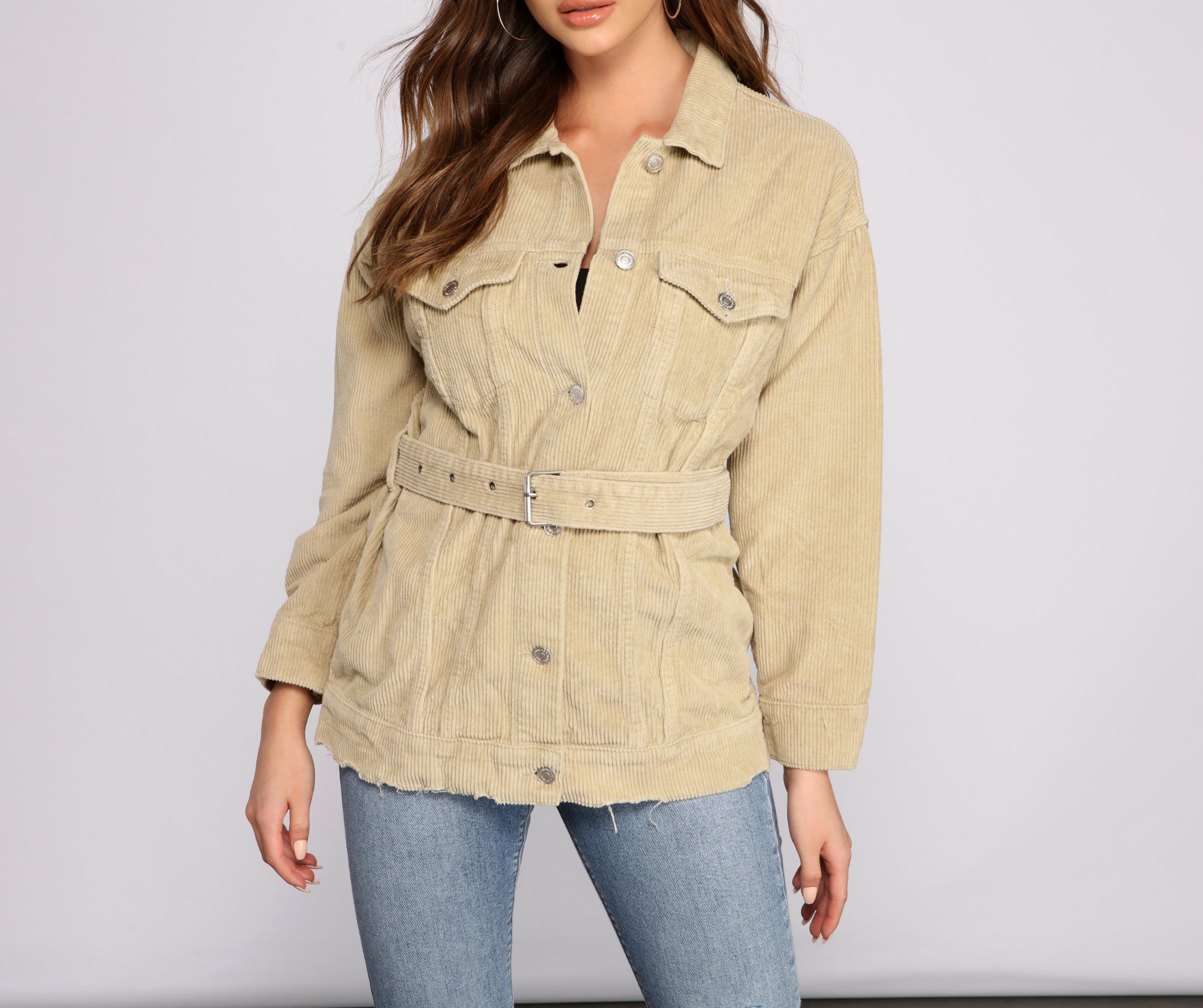 Lookin' Chic Corduroy Belted Jacket