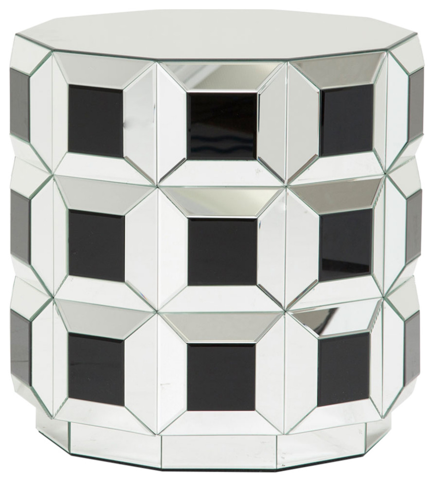 Montreal Round Mirrored Prism End Table   Contemporary   Side Tables And End Tables   by Michael Amini  Houzz