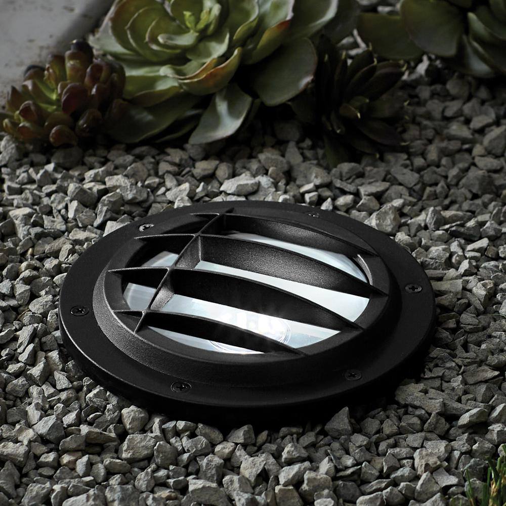 Hampton Bay Low Voltage 500 Lumens Black Outdoor Integrated LED In Ground Well Light WeatherWaterRust Resistant 62999