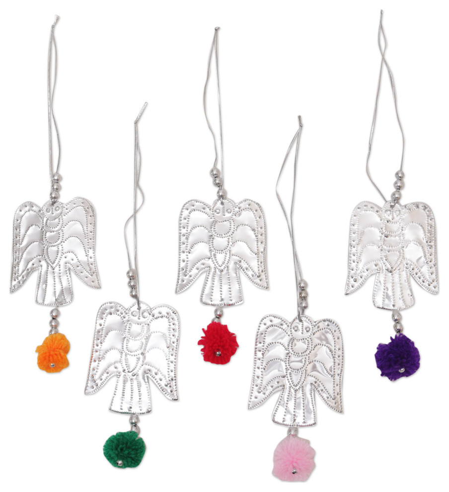 Novica Handmade Angelic Sparkles Aluminum Ornaments (Set Of 5)   Christmas Ornaments   by NOVICA  Houzz