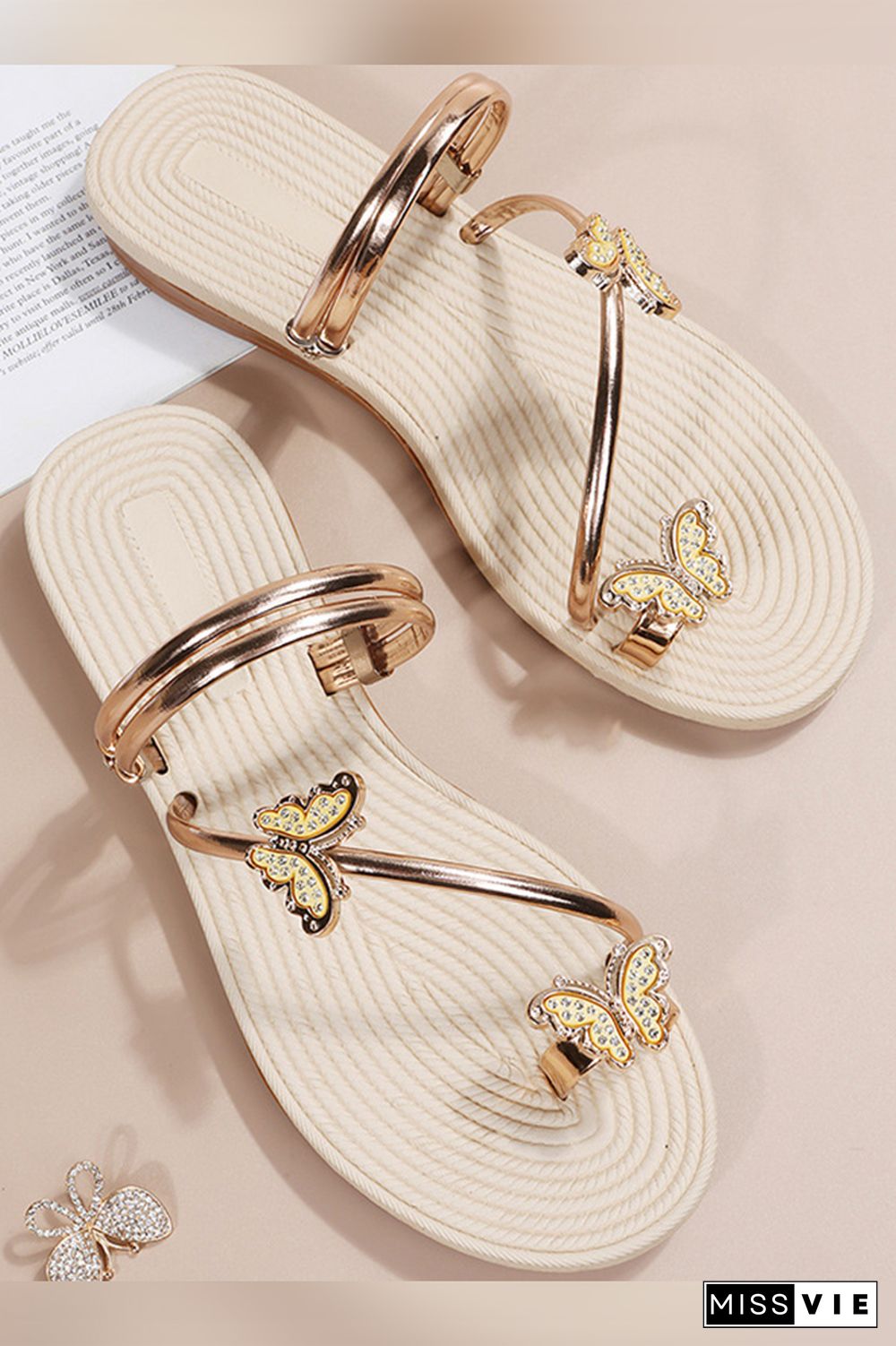 Butterfly Toe Ring Straps Flat Sandals