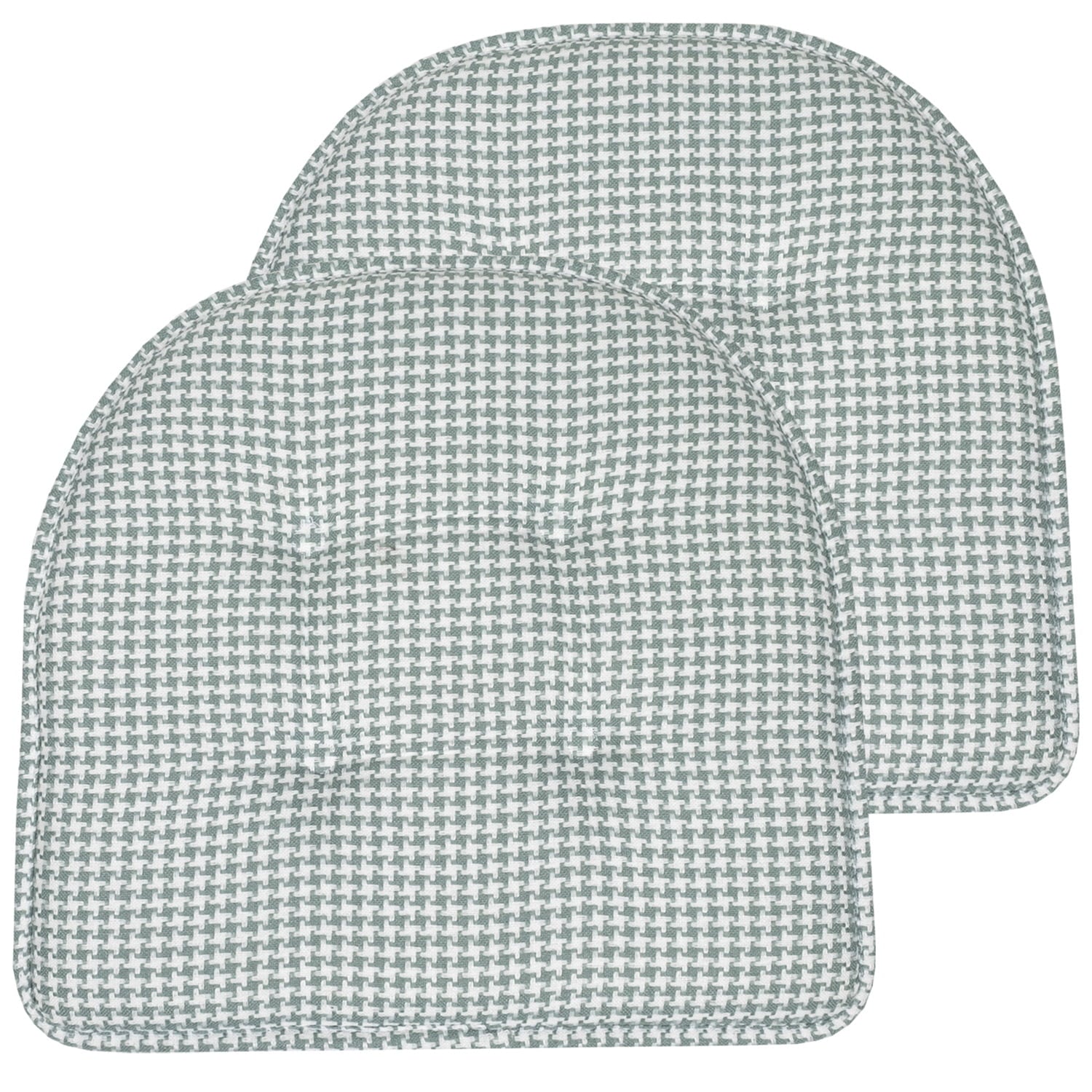 Houndstooth U-Shaped 16 x 17 Memory Foam Chair Pad Pistachio 2 Pack