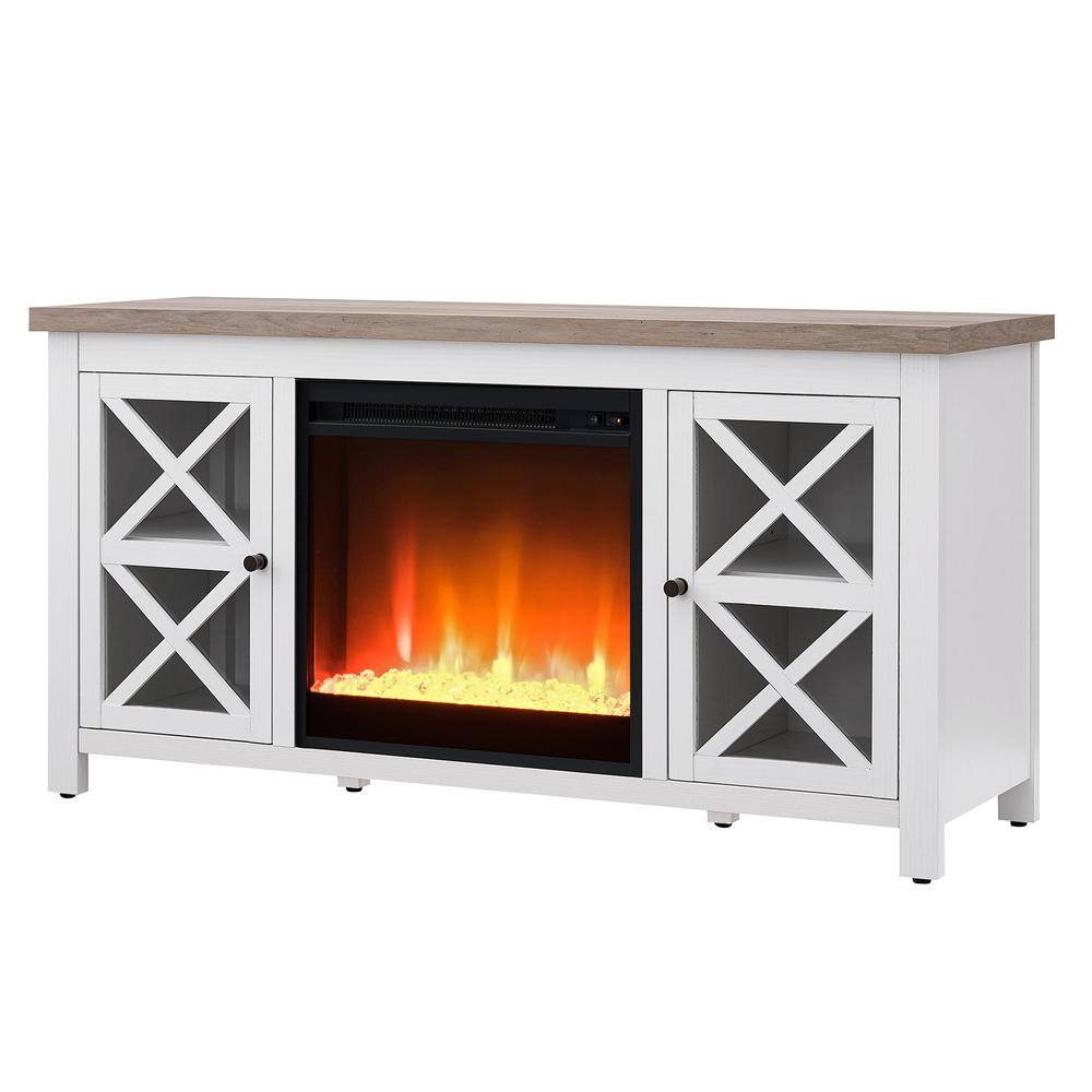 MeyerCross Colton 47.75 in. White and Gray Oak TV Stand Fits TV's up to 55 in. with Crystal Fireplace Insert TV1014