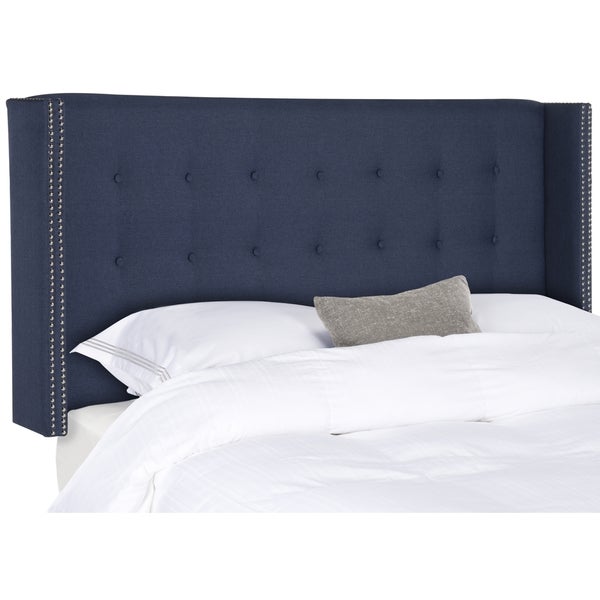 SAFAVIEH Keegan Navy Tufted Upholstered Wingback Headboard (Queen) - - 11642894